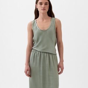 Sage green satin tank top
